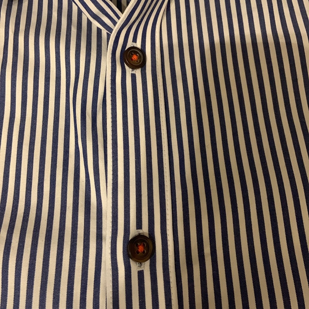 MICHAEL Michael Kors blue and white pinstripes shirt. - Picture 7 of 12